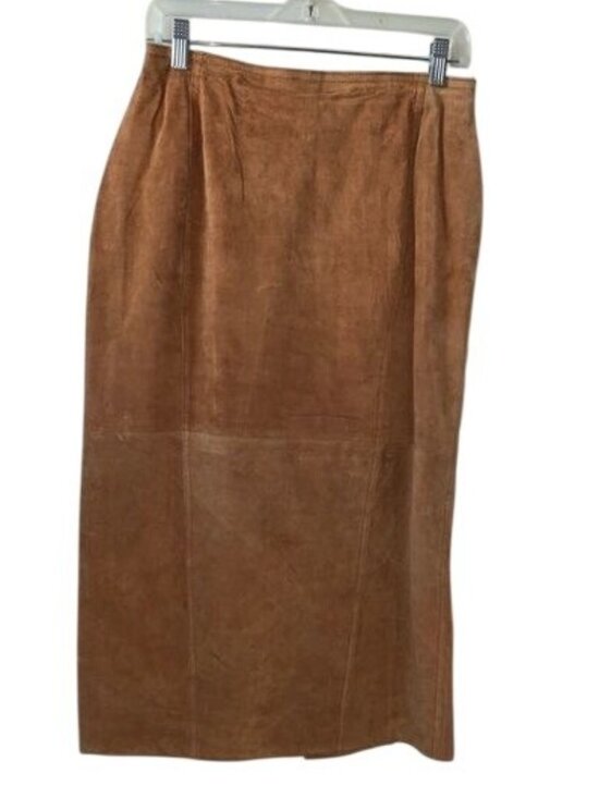 Brandon Thomas Dresses & Skirts - Brandon Thomas Womens Camel Leather Midi Skirt Size 12